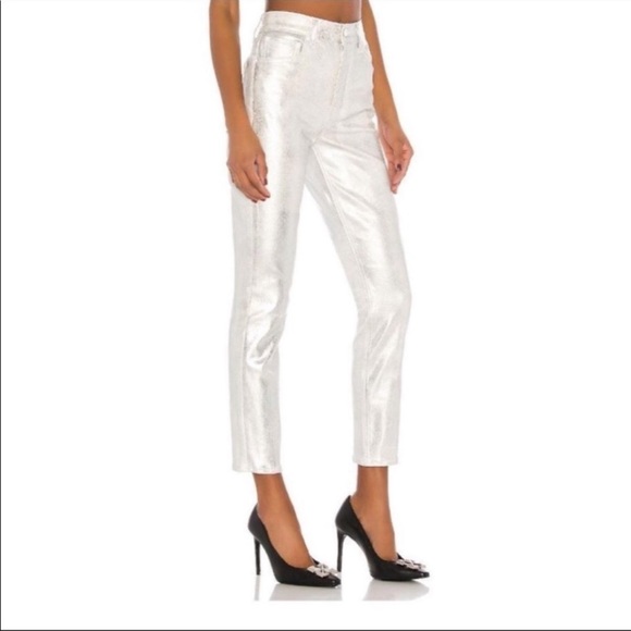 NWT GRLFRND Karolina Silver Metallic Skinny Jean - Picture 3 of 11
